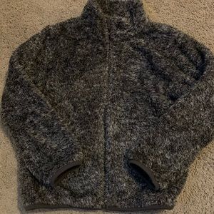 Grey fuzzy zip up jacket